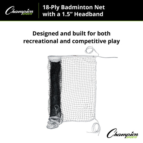 Champion Sports 18-PLY BADMINTON NET, 1.5" HEADBAND