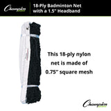 Champion Sports 18-PLY BADMINTON NET, 1.5" HEADBAND