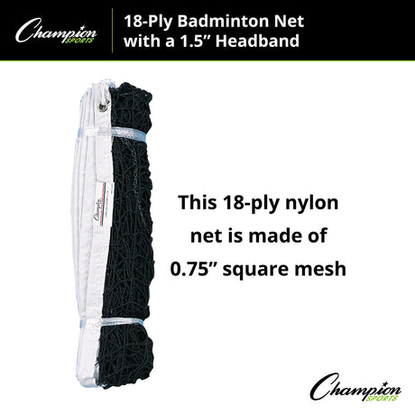 Champion Sports 18-PLY BADMINTON NET, 1.5" HEADBAND