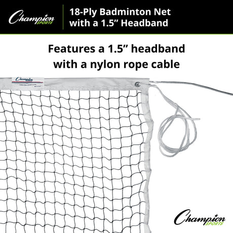 Champion Sports 18-PLY BADMINTON NET, 1.5" HEADBAND