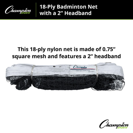 Champion Sports BN10 18-PLY Badminton Net, 2" Headband