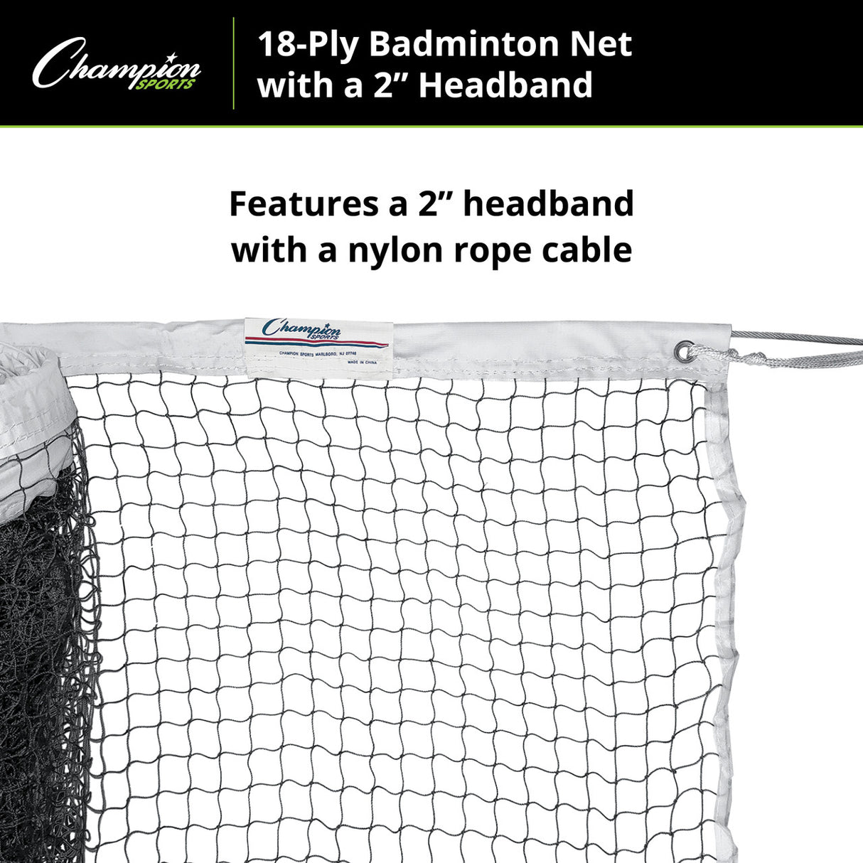 Champion Sports 18-PLY BADMINTON NET, 2" HEADBAND