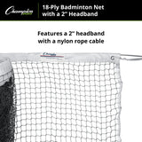 Champion Sports 18-PLY BADMINTON NET, 2" HEADBAND