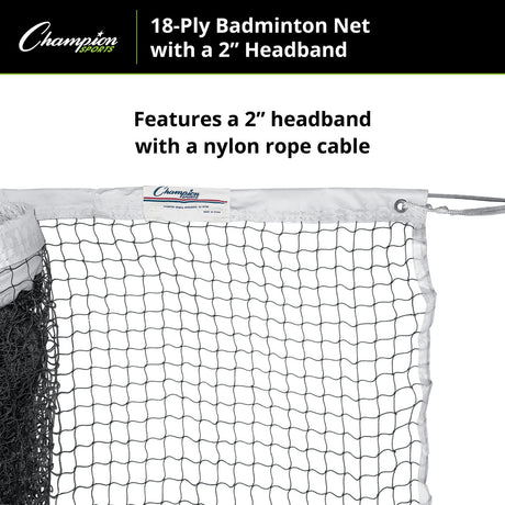 Champion Sports BN10 18-PLY Badminton Net, 2" Headband