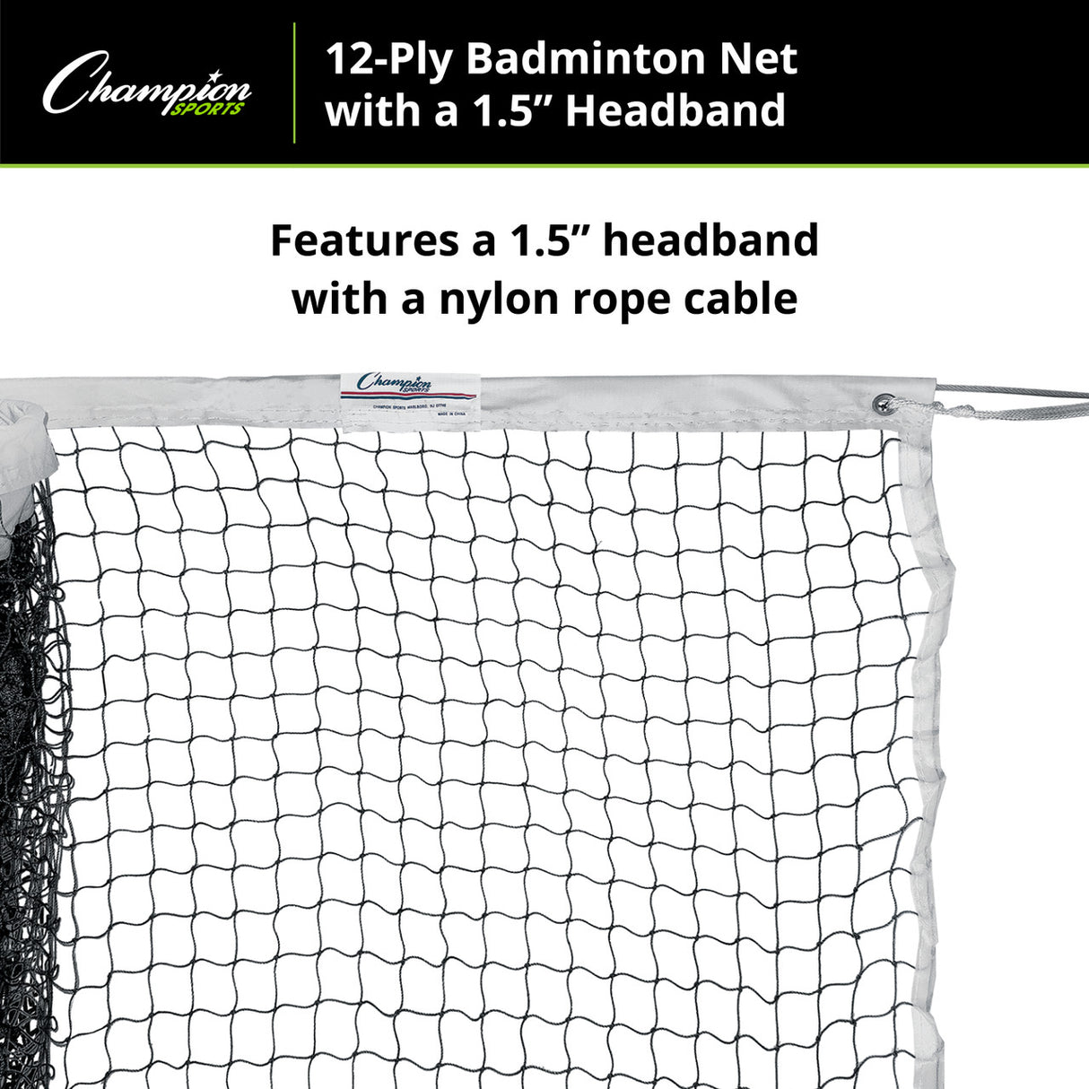 Champion Sports 12-PLY BADMINTON NET, 1.5" HEADBAND