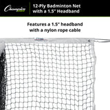 Champion Sports 12-PLY BADMINTON NET, 1.5" HEADBAND