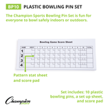 Champion Sports PLASTIC BOWLING PIN SET