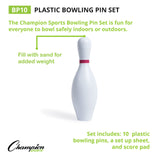Champion Sports PLASTIC BOWLING PIN SET