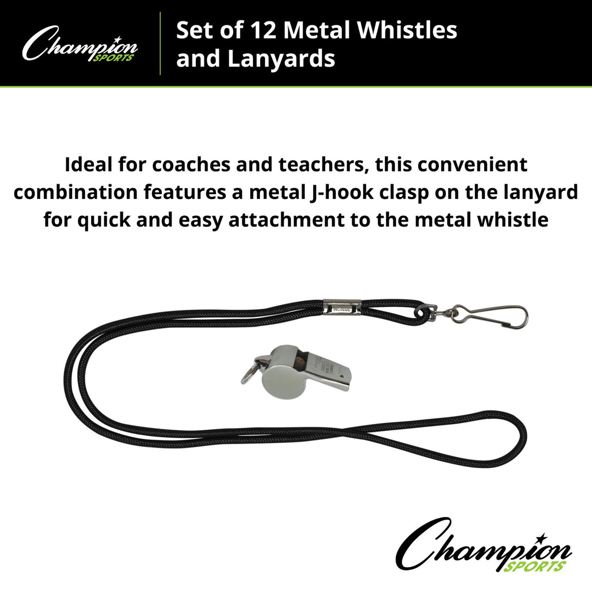 Champion Sports METAL WHISTLE AND LANYARD SET
