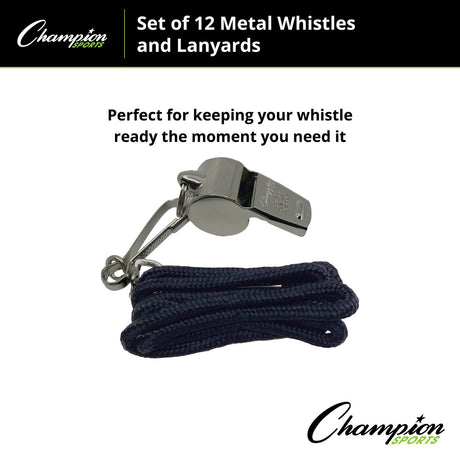 Champion Sports BP401 Metal Whistle and Lanyard Set