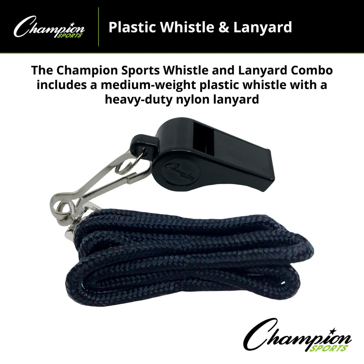 Champion Sports PLASTIC WHISTLE AND LANYARD
