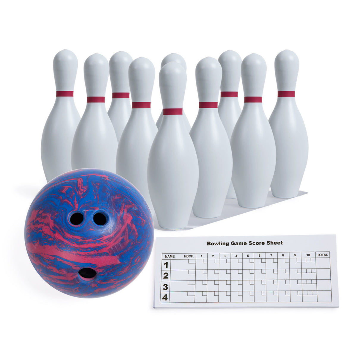 PLASTIC BOWLING BALL AND PIN SET