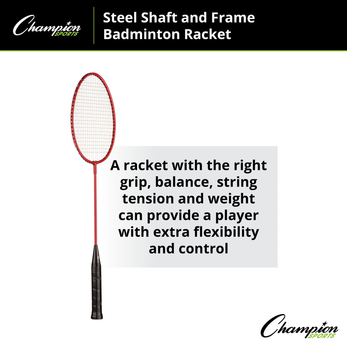 Champion Sports ALL STEEL SHAFT AND FRAME BADMINTON RACKET