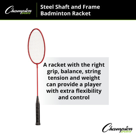 Champion Sports BR15 All Steel Shaft and Frame Badminton Racket