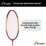 Champion Sports ALUMINUM BADMINTON RACKET WITH BRAIDED NYLON STRINGS
