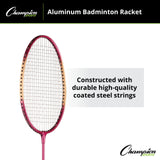 Champion Sports ALUMINUM BADMINTON RACKET WITH COATED STEEL STRINGS