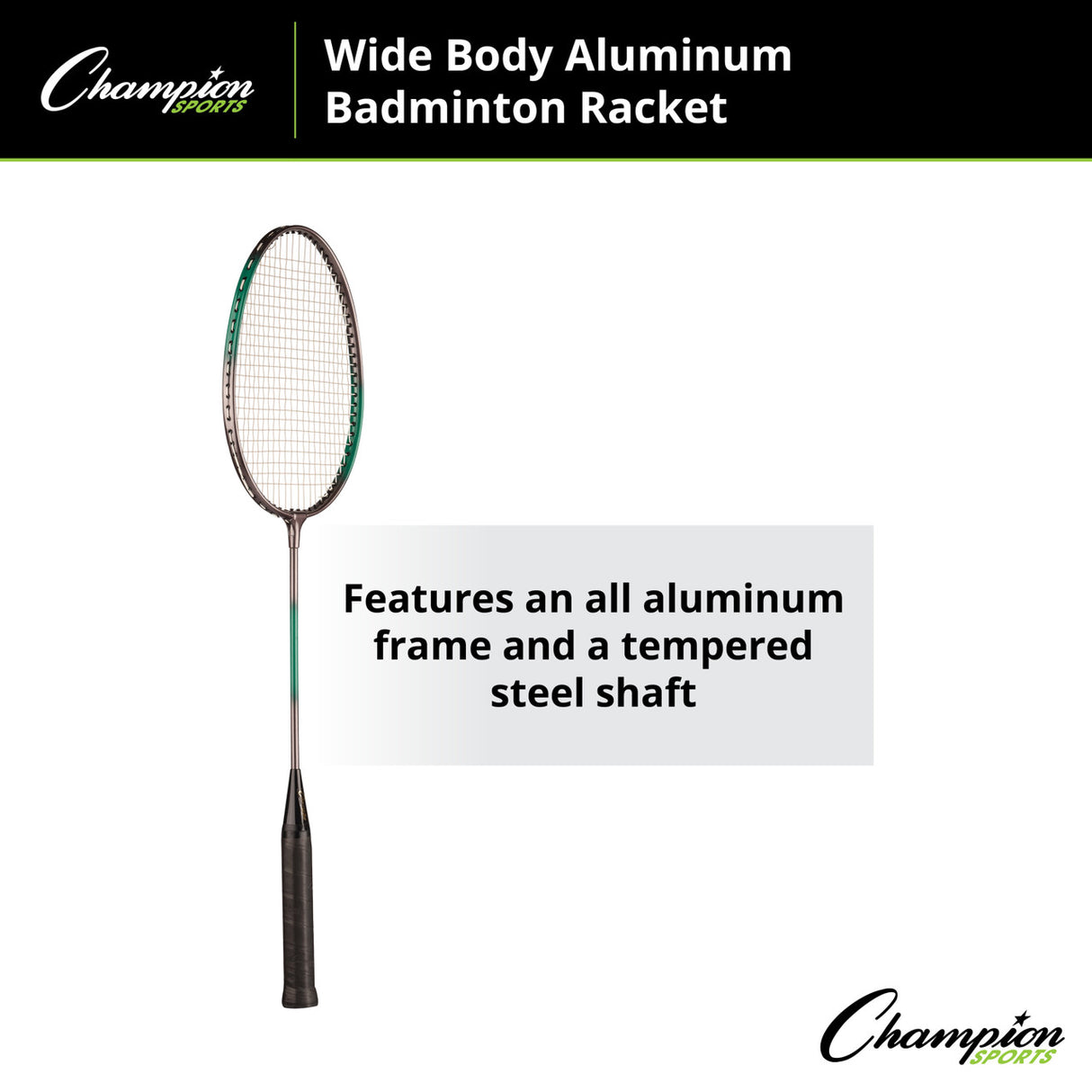 CHAMPION SPORTS WIDE BODY ALUMINUM BADMINTON RACKET WITH BRAIDED NYLON STRINGS