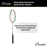 CHAMPION SPORTS WIDE BODY ALUMINUM BADMINTON RACKET WITH BRAIDED NYLON STRINGS