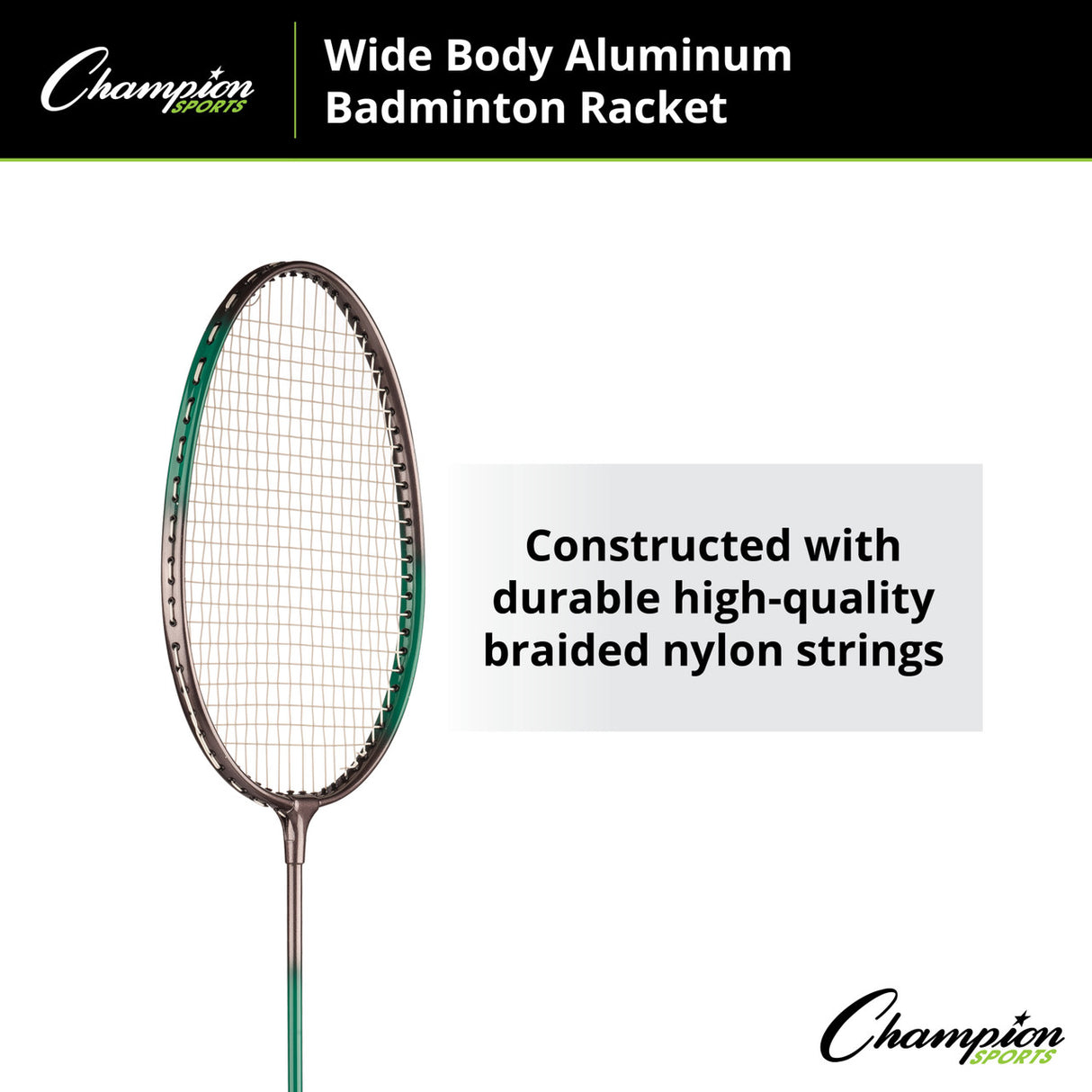 CHAMPION SPORTS WIDE BODY ALUMINUM BADMINTON RACKET WITH BRAIDED NYLON STRINGS