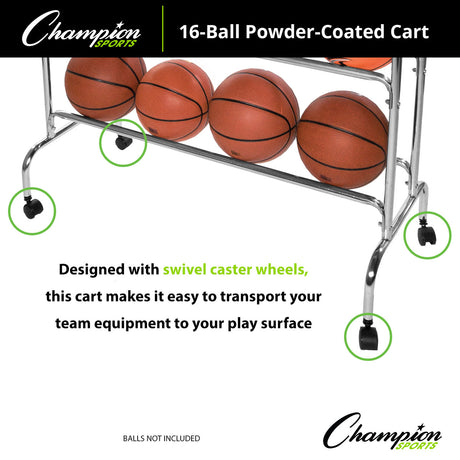 Champion Sports 16-BALL POWDER-COATED CART