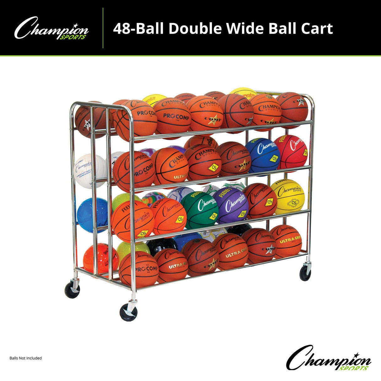 Champion Sports 48-BALL DOUBLE WIDE BALL CART