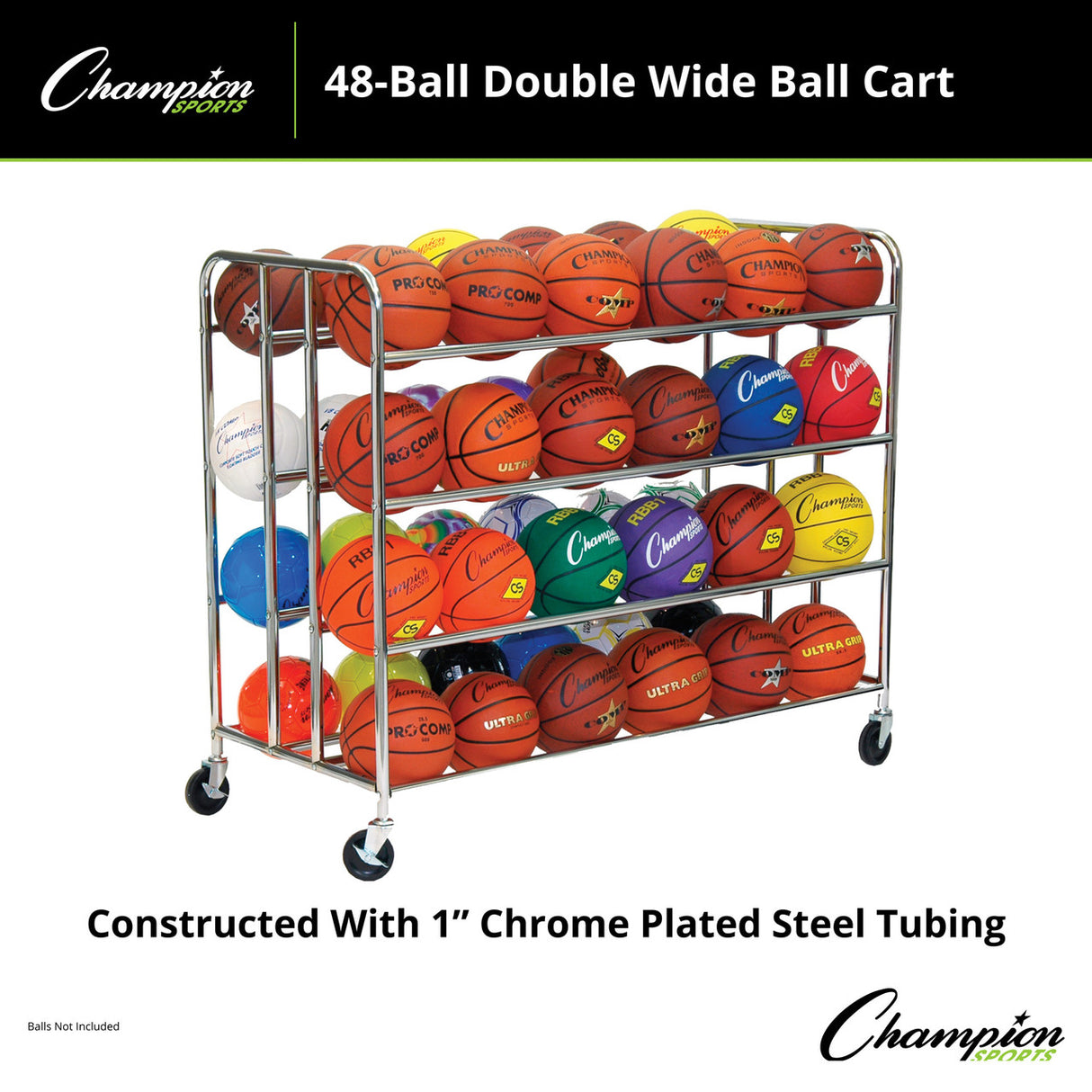Champion Sports 48-BALL DOUBLE WIDE BALL CART
