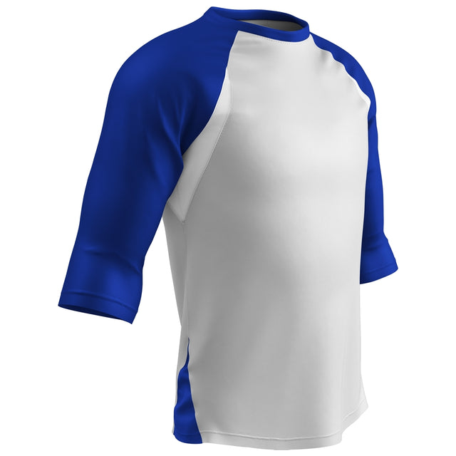 Champro COMPLETE GAME 3/4 Sleeve Baseball Shirt | Champro BS24 Champro WHITEBLACKSLEEVE S