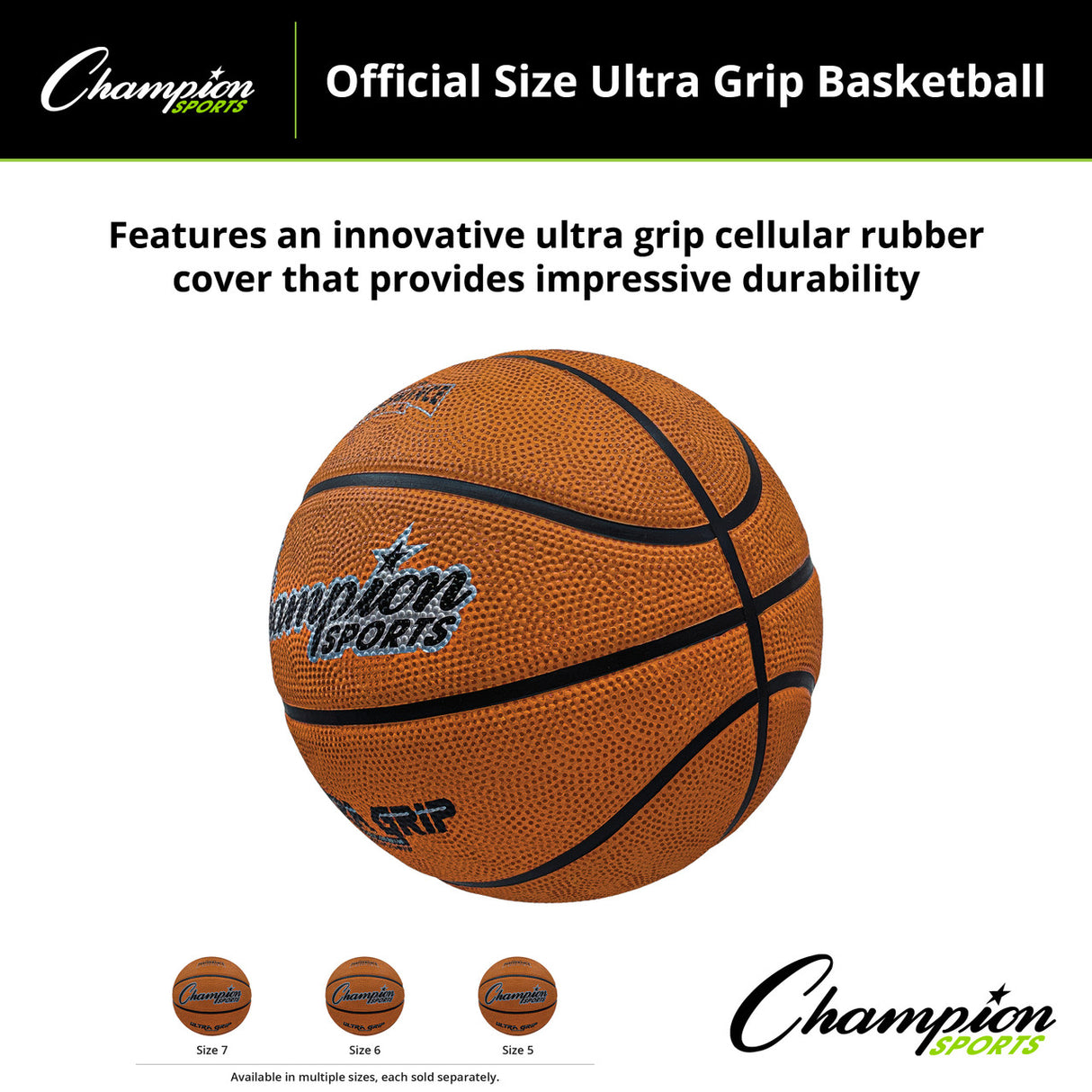 Champion Sports OFFICIAL SIZE ULTRA-GRIP BASKETBALL