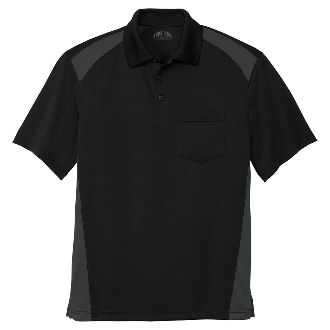 Men's Select Snag-Proof Two Way Colorblock Pocket Polo Polos/Knits Joe's USA Black/Charcoal X-Small