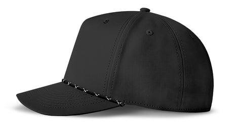 J7256 Clubhouse Performance Rope Cap - Black with Black/White Rope (Side)