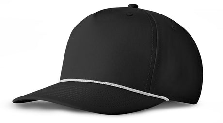 J7256 Clubhouse Performance Rope Cap - Black with White Rope (Front)