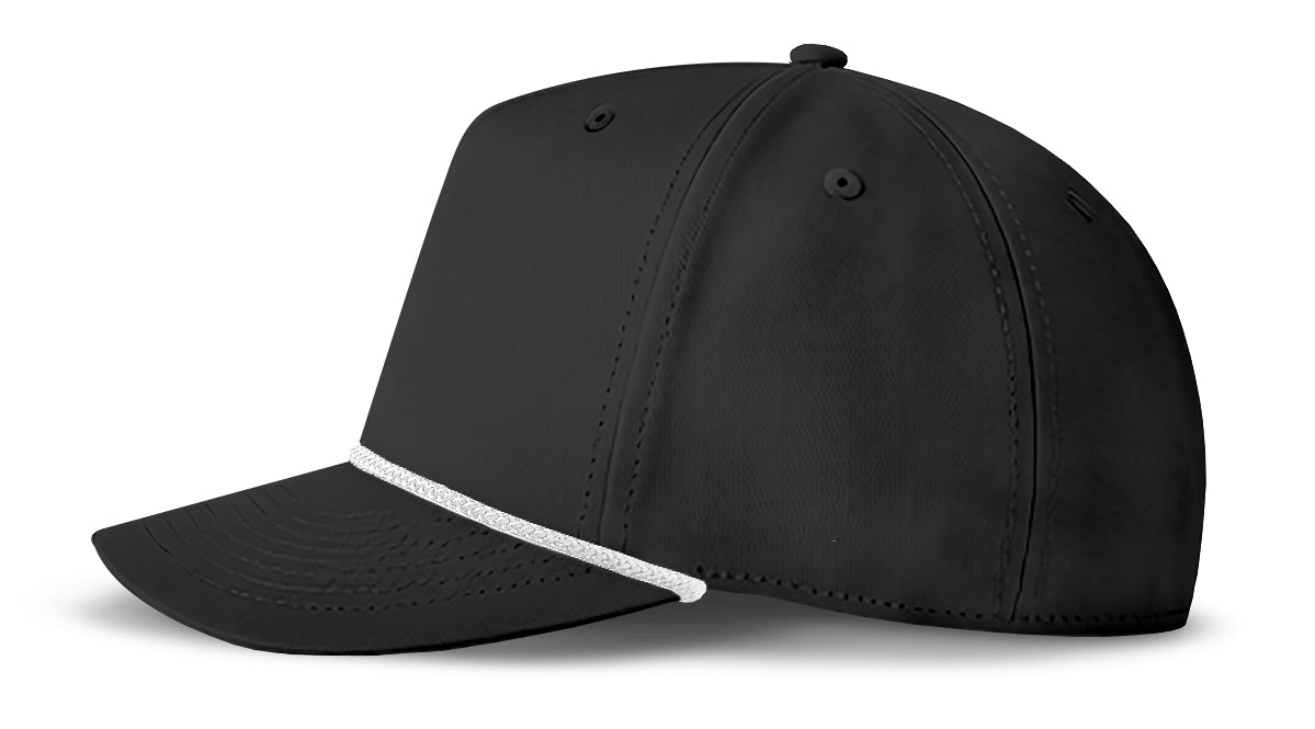 J7256 Clubhouse Performance Rope Cap - Black with White Rope (Side)