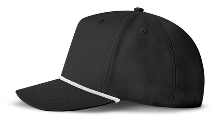 J7256 Clubhouse Performance Rope Cap - Black with White Rope (Side)