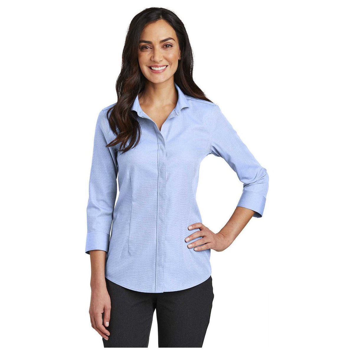 Ladies 3/4-Sleeve Nailhead Non-Iron Button-Down Shirt Joe's USA Womens Apparel