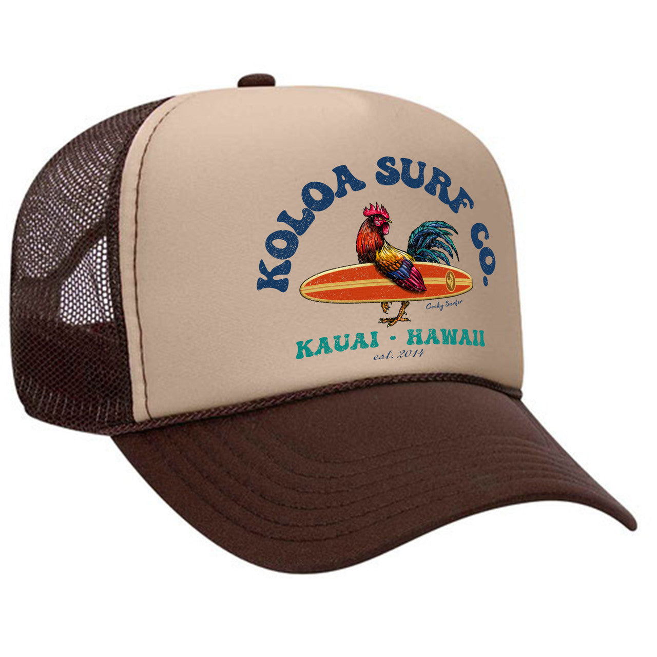 Koloa Cocky Surfer Foam Trucker Hat Koloa Surf Company BROWN/TAN/BROWN