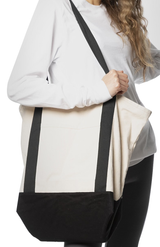 Royal Apparel C1072ORG Organic Canvas Large Two Tone Tote - Natural / Night
