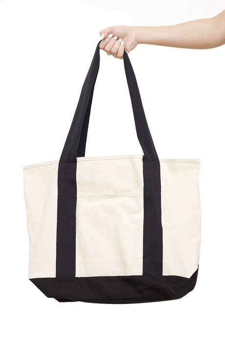 Royal Apparel C1072ORG Organic Canvas Large Two Tone Tote - Natural / Night