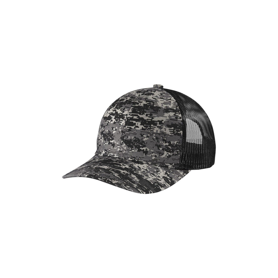 Port Authority ® Digi Camo Snapback Trucker Cap C114 - Port Authority C114 Caps Port Authority Black Digi/ Black OSFA