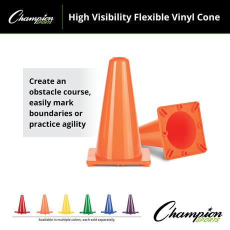 12"H HIGH-VISIBILITY FLEXIBLE VINYL CONE BLUE