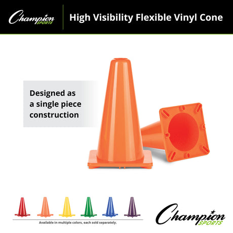 12"H HIGH-VISIBILITY FLEXIBLE VINYL CONE BLUE