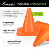 4"H HIGH-VISIBILITY FLEXIBLE VINYL CONE ORANGE