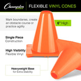 6"H HIGH-VISIBILITY FLEXIBLE VINYL CONE ORANGE