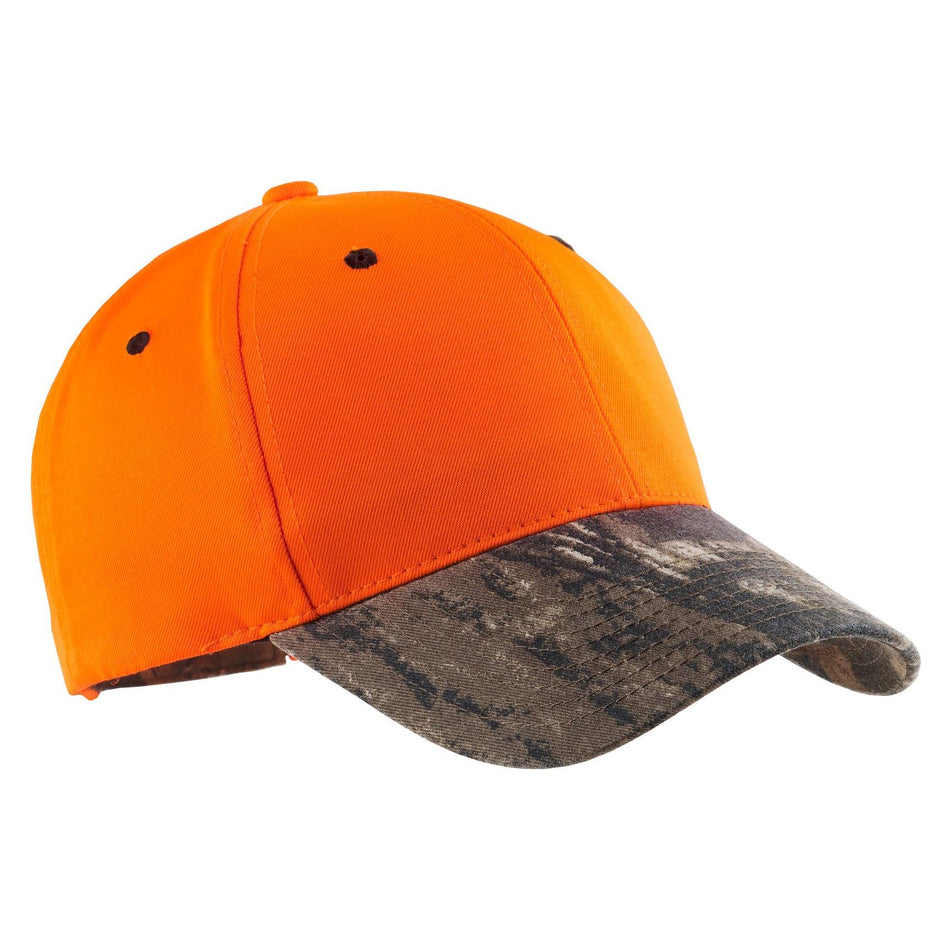 Port Authority ® Enhanced Visibility Cap with Camo Brim. C804 - Port Authority C804 Caps Port Authority Orange Blaze/ Mossy Oak New Break-Up OSFA