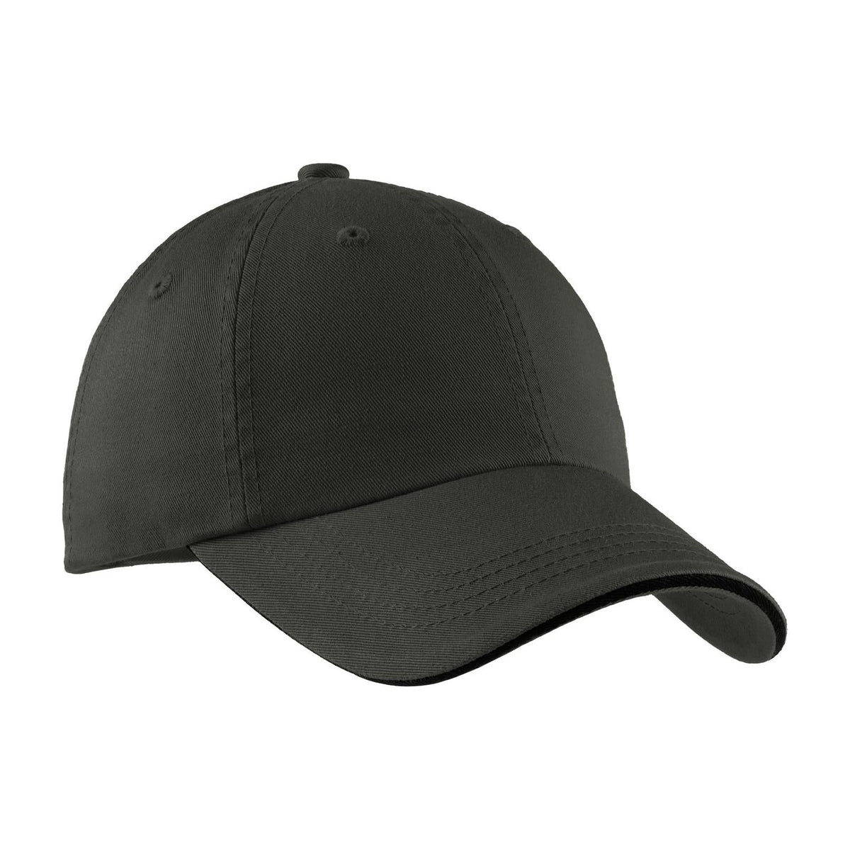 Port Authority ® Sandwich Bill Cap with Striped Closure. C830 - Port Authority C830 Caps Port Authority Charcoal/ Black OSFA