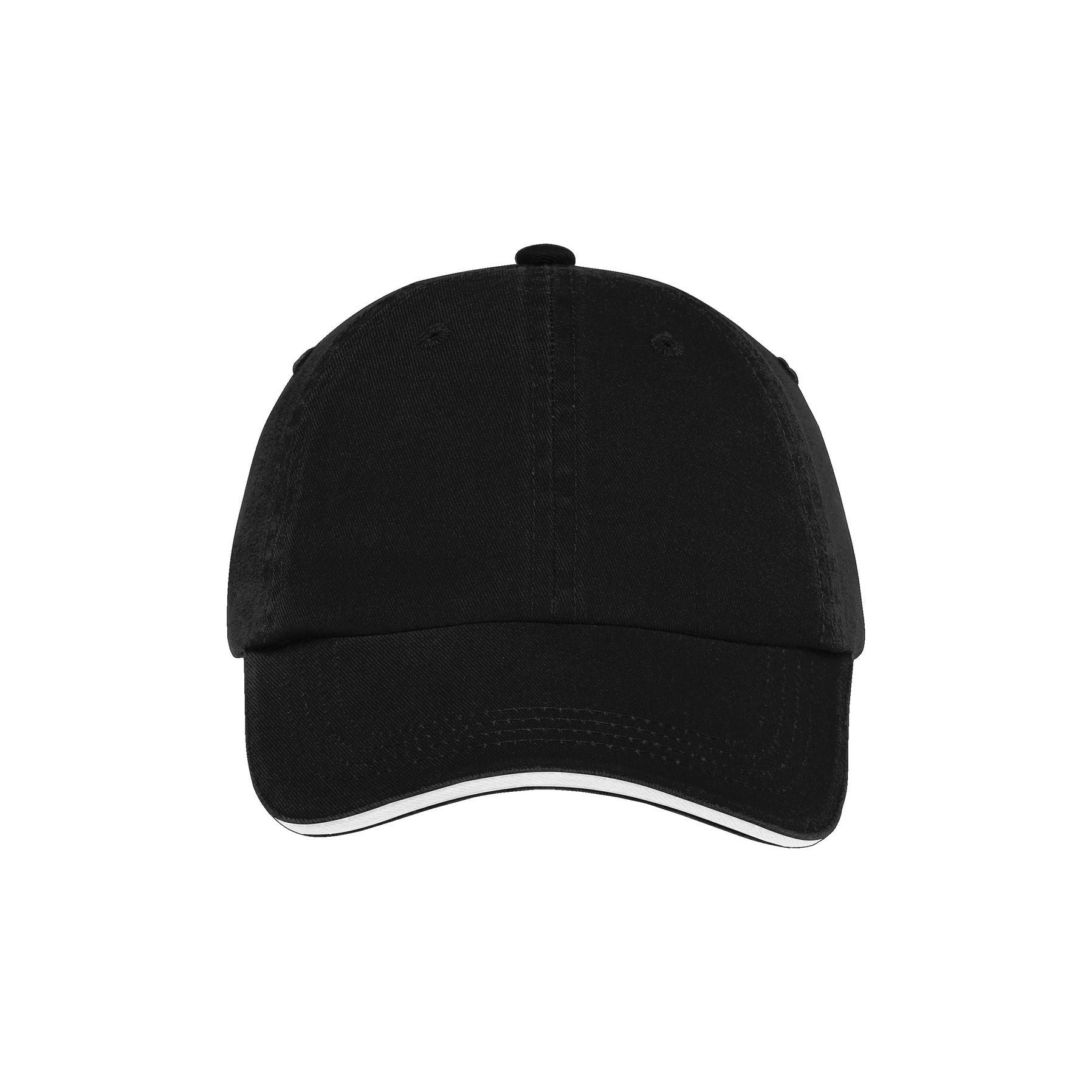 Port Authority ® Sandwich Bill Cap with Striped Closure. C830 - Port Authority C830 Caps Port Authority Black/ White OSFA