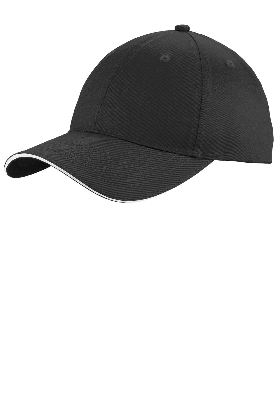 Port & Company ® Unstructured Sandwich Bill Cap. C919 - Port & Company C919 Caps Port & Company Black/ White OSFA