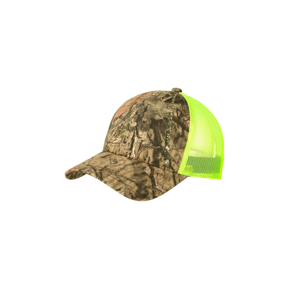 Port Authority ® Structured Camouflage Mesh Back Cap. C930 - Port Authority C930 Caps Port Authority Mossy Oak Break-Up Country/ Neon Yellow OSFA