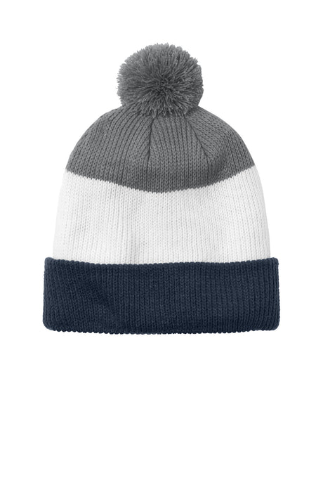 Port Authority C979 Cozy Striped Pom Beanie