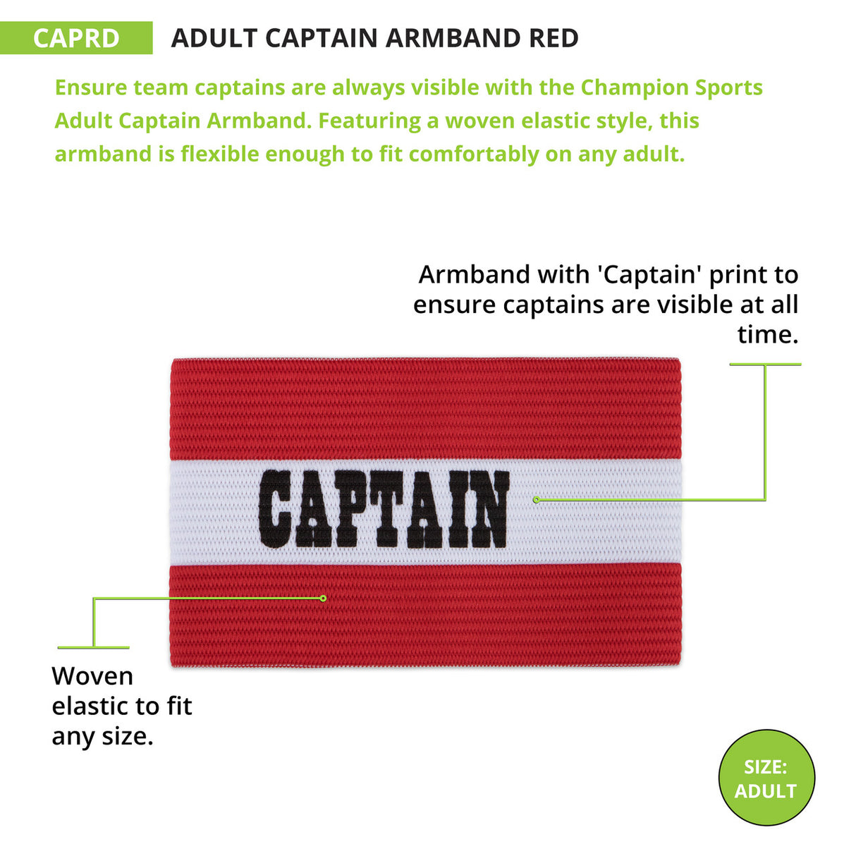 CAPTAIN ARM BAND, ADULT RED