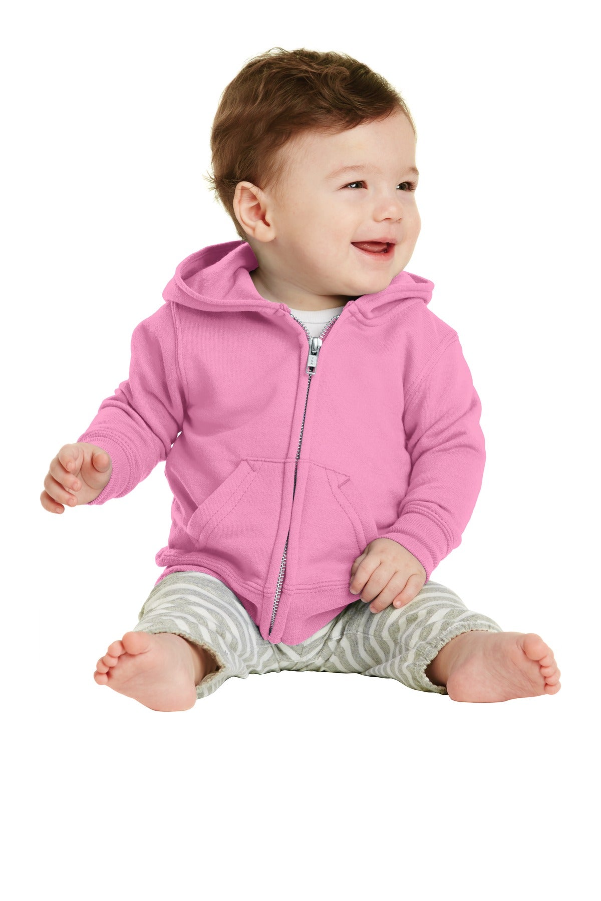 Joe's USA Infant Core Fleece Full-Zip Hooded Sweatshirt Infant & Toddler Port & Company Candy Pink 06M